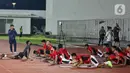 Latihan ini menjadi persiapan jelang menghadapi China dalam fase Grup C putaran ketiga Kualifikasi Piala Dunia 2026 zona Asia. (Liputan6.com/Angga Yuniar)