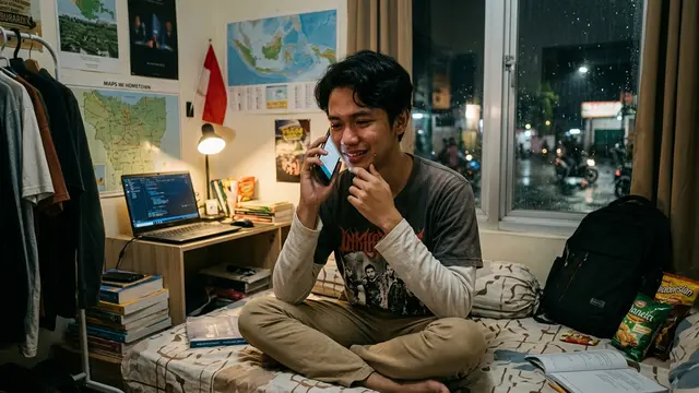 Anak menelepon orang tua