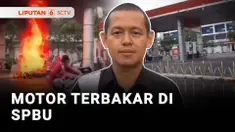 Baru selesai isi bahan bakar, sepeda motor terbakar di SPBU. Besarnya kobaran api membuat panik pengendara yang lain.