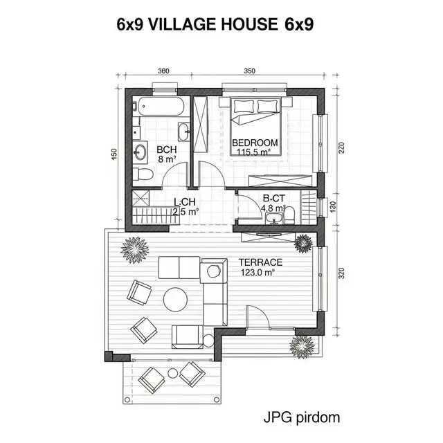 Gambar Denah Rumah Sederhana Ukuran 6x9 di Kampung