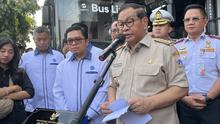 Gubernur DKI Jakarta Pramono Anung  usai meresmikan Halte Transjakarta Jaga Jakarta, Senen, Jakarta Pusat, Senin (8/9/2025). (Liputan6.com/Winda Nelfira).