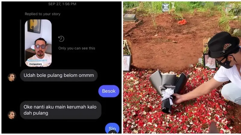 6 Momen Denny Sumargo Ziarah ke Makam Vanessa Angel, Kenang Chat Terakhir