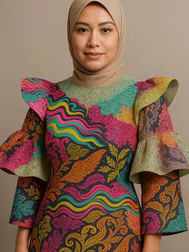 Batik Brokat Lengan Gelombang Tren 2025 (Foto: ChatGPT)