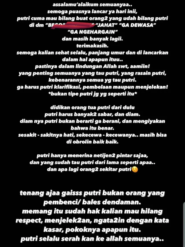 Unggahan Putri Delina. (Foto: Instagram @putridelinaa)