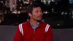 Pacquiao memamerkan olah vocalnya saat tampil di acara televisi Amerika Serikat.
