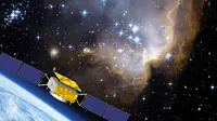 Ilustrasi satelit DAMPE yang melakukan misi pencarian dark matter (sumber: dpnc.unige.ch)