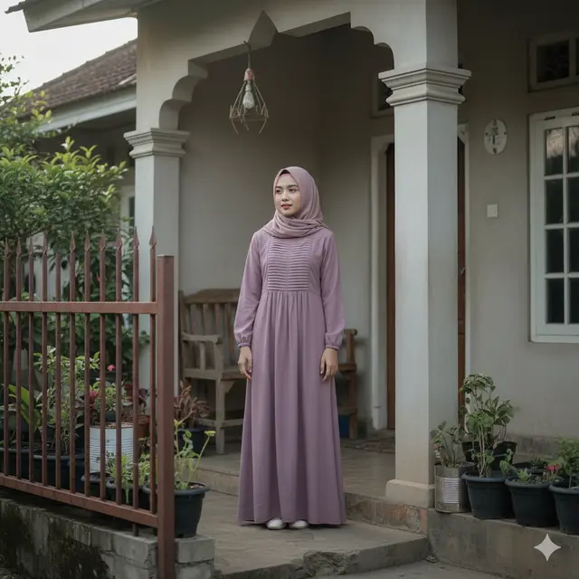 Gamis Batik Pastel Motif Lembut
