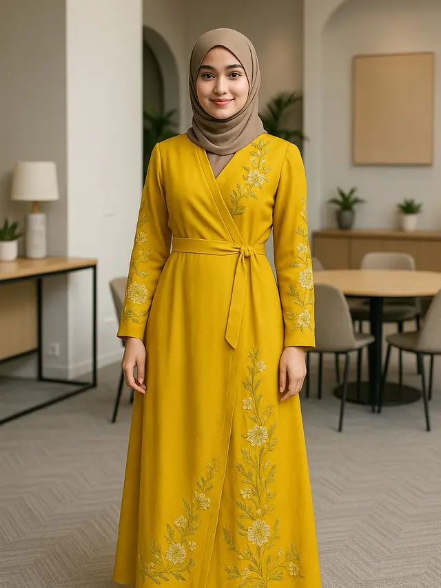 Model Baju Pesta Muslimah dengan Detail Bordir