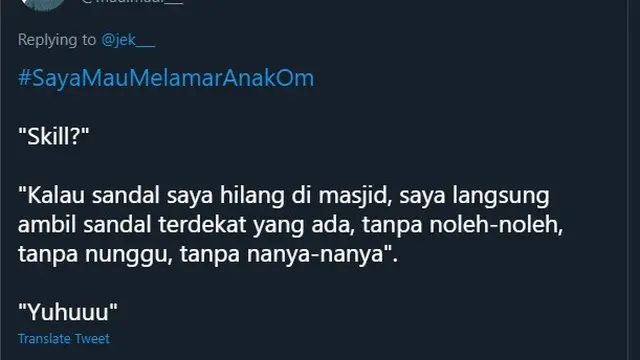 7 Cuitan Netizen Lamar Anak Orang Pamer Keahlian Ini Kocak