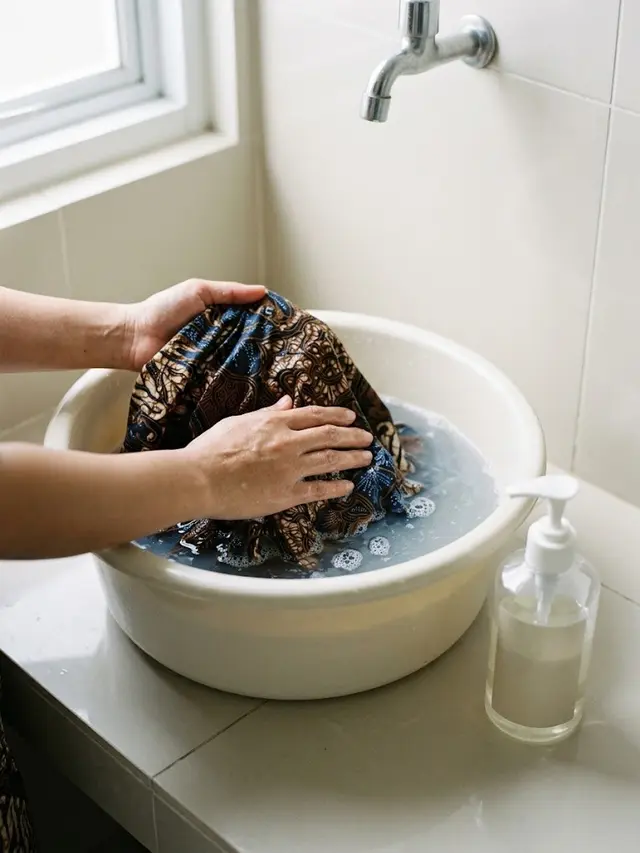 mencuci kemeja batik