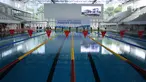 Tampilan kolam renang Gelora Bung Karno pasca dilakukan renovasi, Jakarta, Jumat (10/11). Renovasi fisik Stadion Aquatik Gelora Bung Karno dinyatakan selesai dan siap digunakan untuk penyelenggaraan Asian Games 2018. (Liputan6.com/Helmi Fithriansyah)