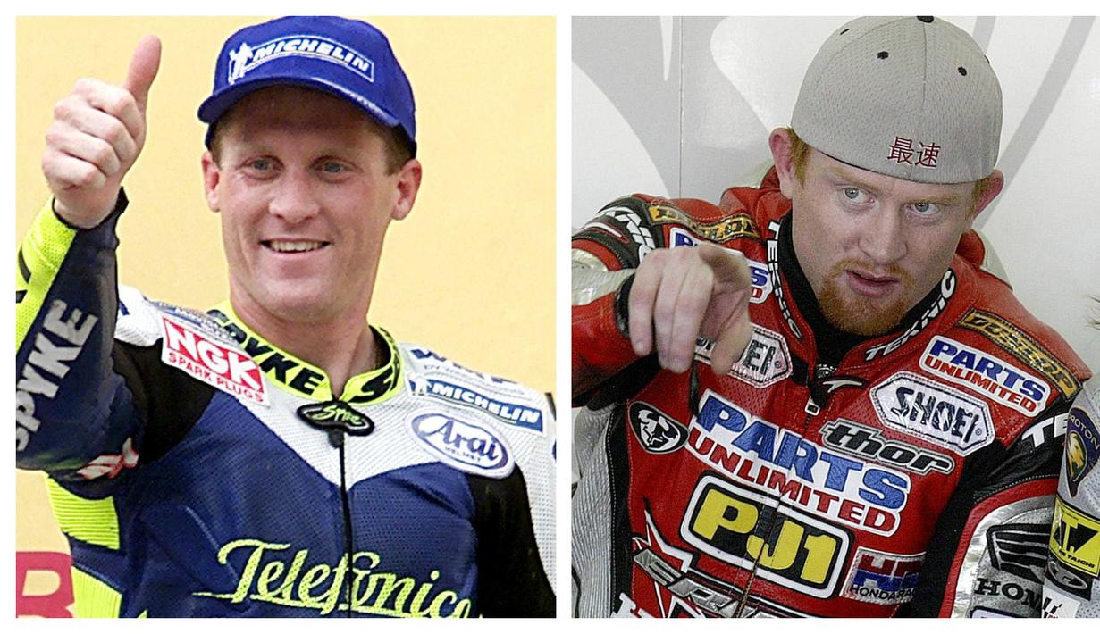 Kenny Roberts Jr dan Kurtis Roberts. Kenny Roberts Jr menjalani masa keemasan pada 1999 hingga 2000. Pada 2000 ia menjadi juara dunia kelas 500cc bersama Suzuki dan bertahan hingga 20 tahun sebelum disamai Joan Mir pada 2020. Sang adik, Kurtis Roberts tak sesukses sang kakak. (Kolase AFP)
