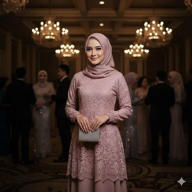 Gamis Satin Full Cover dengan Manset Lace
