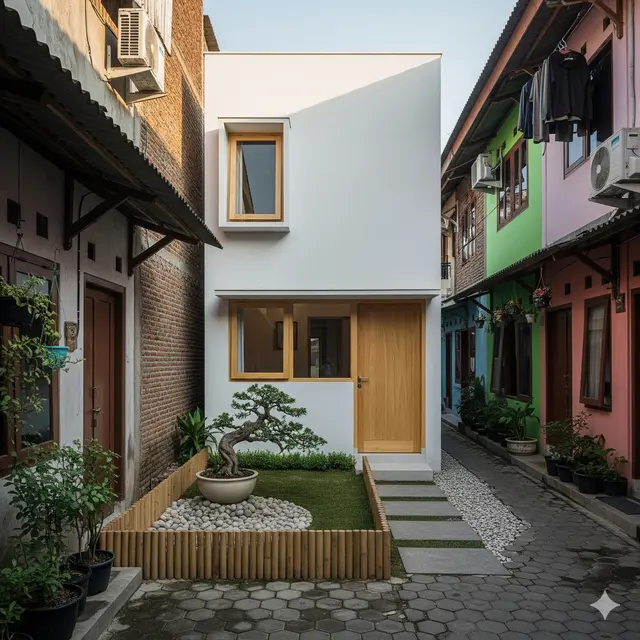 Desain Rumah Rp 100 Juta di Gang yang Aesthetic. (via Gemini)