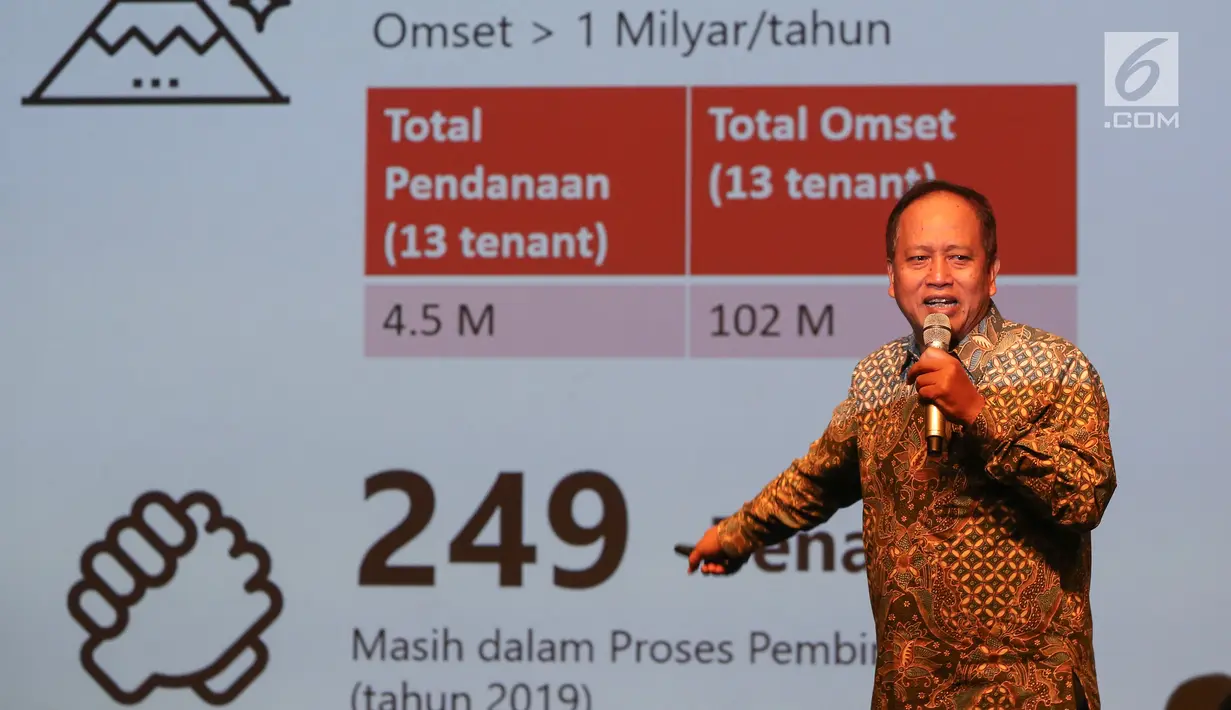 Menristekdikti Mohamad Nasir memberi paparan saat jumpa pers jelang pameran Inovasi Inovator Indonesia Expo (I3E), di Jakarta, Selasa (10/9/2019). Pameran I3E mengusung tema Startup Teknologi dan Inovasi Industri Meningkatkan Daya Saing Bangsa. (Liputan6.com/Fery Pradolo)
