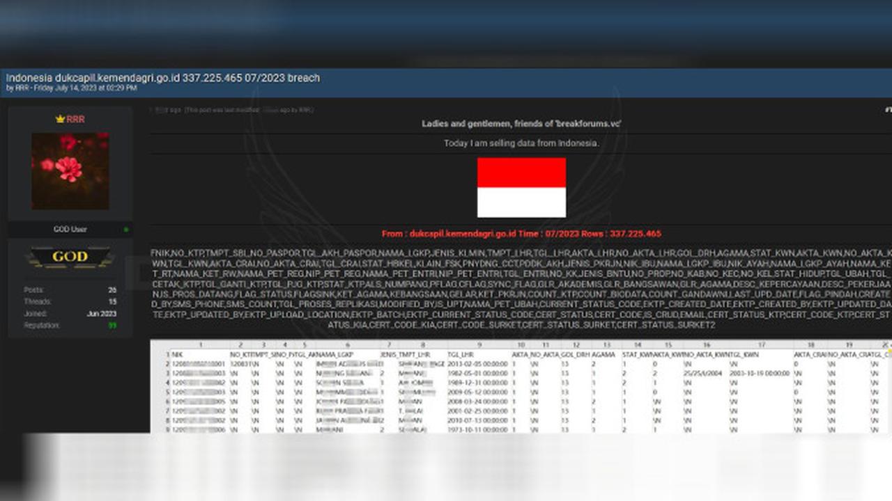 337 Juta Data Dukcapil Kemendagri Diduga Bocor dan Dijual di Dark Web