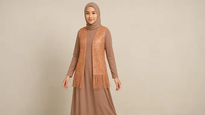 Outer Brokat tanpa Lengan untuk Gamis, Praktis dan Hasilnya Mewah (Foto: ChatGPT)