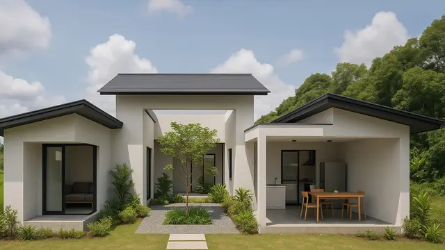 Model Rumah Tembok Minimalis Modern di Desa/ Ilustrasi gambar oleh AI