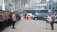 Polri mengerahkan 2.959 personel gabungan untuk mengamankan pesta rakyat dalam rangka HUT Bhayangkara ke-78 yang digelar di Monas, Jakarta Pusat. (Liputan6.com/Ady Anugrahadi)