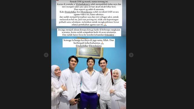 Rey Mbayang dan Dinda Hauw menjadi salah satu saksi di pernikahan Lesti Kejora dan Rizky Billar yang dilakukan secara agama pada awal 2021 lalu.