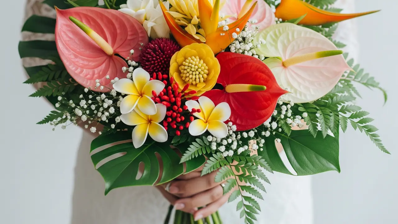 Buket Bunga Pengantin Bernuansa Tropis