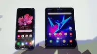 Perbandingan Galaxy Z Flip dengan Galaxy Fold. (Liputan6.com/ Agustin Setyo Wardani)