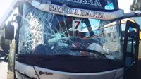 Tiga bus yang mengangkut rombongan jamaah calon haji kloter 52 asal Brebes terlibat kecelakaan beruntun di jalan raya Tingkir - Boyolali (istimewa)