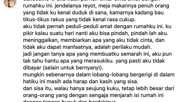 Unggahan Nadin (Dok. Instagram @cakecaine)