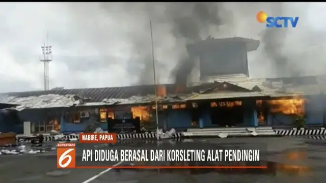 Ruang kantor Bandara Douw Aturure di Nabire, Papua, kebakaran diduga karena korsleting listrik.