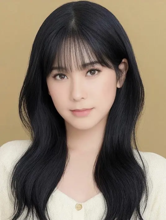 Annisa Pohan tampil seperti perempuan Korea Selatan dengan rambut panjang dan poni depannya, serta makeup naturalnya. @annisayudhoyono