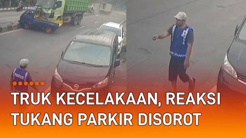 VIDEO: Truk Terlibat Kecelakaan Beruntun di Pasuruan, Reaksi Tukang Parkir Disorot