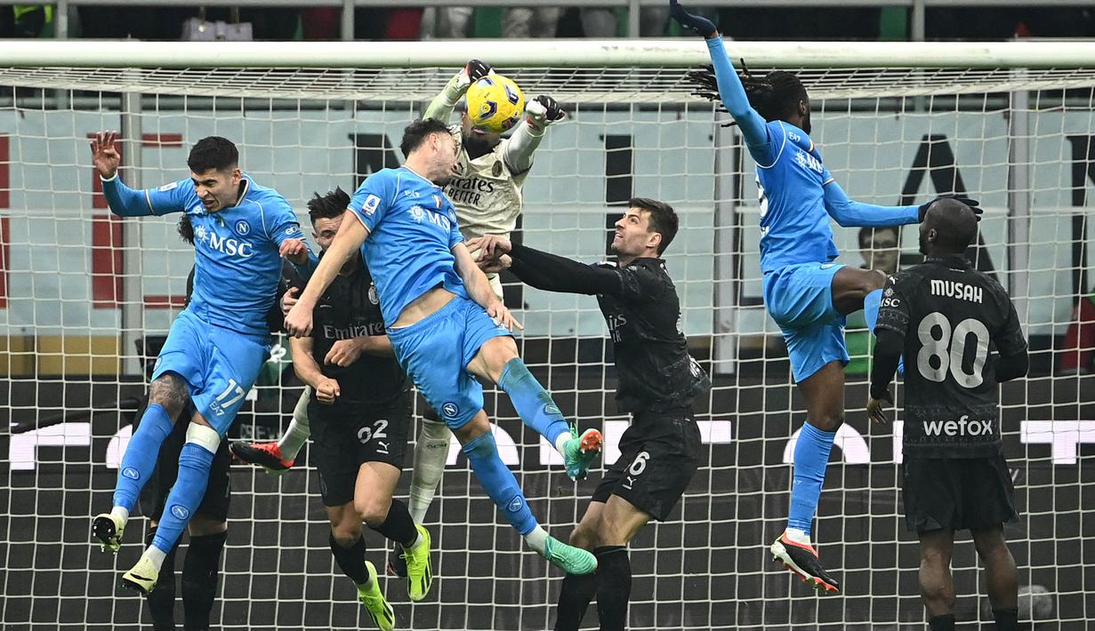 Laga kali ini dimenangkan AC Milan dengan skor 1-0. (Isabella BONOTTO/AFP)