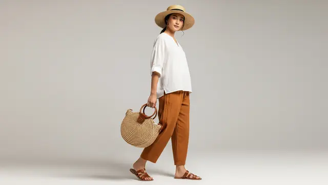 Model Celana 3/4 untuk Wanita Model Linen/ AI