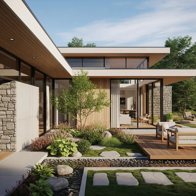Inspirasi Rumah Minimalis Bernuansa Alam (AI Generated)