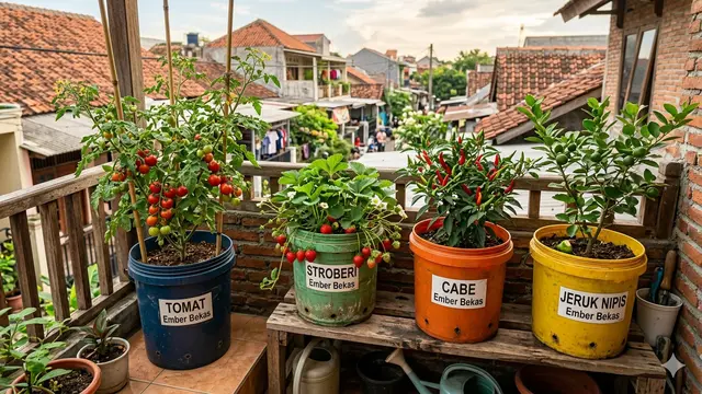 Buah yang Bisa Ditanam di Ember Bekas untuk Rumah Sempit. Foto: Gemini