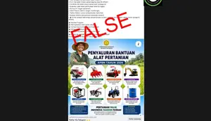 Cek Fakta: Tidak Benar Link Pendaftaran Bantuan Alat Pertanian 2026 Via Telegram