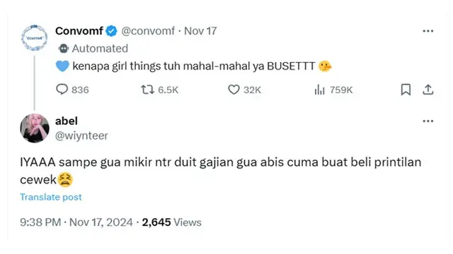 6 Cuitan Netizen Keluhkan Kebutuhan Wanita Mahal Ini Bikin Senyum Tipis