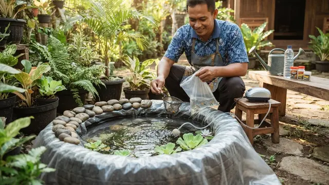 Cara Membuat Kolam Mini dari Ban Bekas