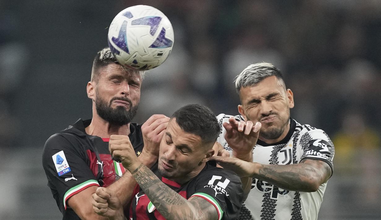 Rival sekota Inter, yakni AC Milan berhasil membenamkan Juventus dengan skor meyakinkan 2-0. (AP Photo/Antonio Calanni)