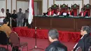 Hakim Ketua Dwiarso Budi Santiarto memimpin sidang lanjutan Basuki Tjahaja Purnama (Ahok) di Auditorium Kementan, Jakarta, Selasa (24/1). Lima saksi kembali dihadirkan dalam persidangan kasus dugaan penistaan agama. (Liputan6.com/Pool/Faizal Fanani)