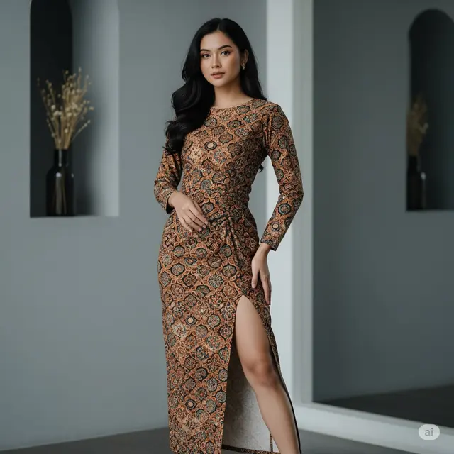 Model Dress Batik Panjang Terbaru. Foto: Gemini