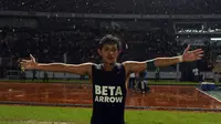 Pemain Mitra Kukar Rizky Pellu menilai rekan setimnya, Yanto Basna, pantas menjadi Pemain Terbaik Piala Jenderal Sudirman. (Liputan6.com/Helmi Fithriansyah)