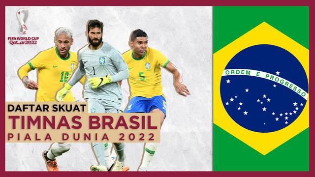 Berita Motiongrafis Skuat Timnas Brasil di Piala Dunia 2022, dan Kejutan dari Tite dengan Dipanggilnya Kembali Dani Alves untuk Ikut ke Qatar.