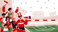 Ilustrasi suporter sepak bola, menonton sepak bola bersama teman. (Image by Freepik)