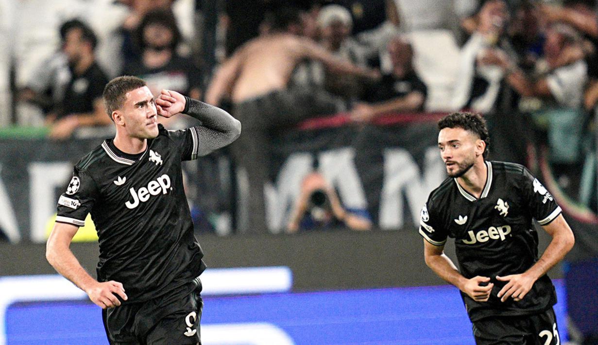 Meski begitu, Juventus menunjukkan mental pantang menyerah. Bianconeri berhasil membalas melalui gol Kenan Yildiz, dua lesakan Dusan Vlahovic, serta penyama kedudukan yang dicetak Lloyd Kelly. (Marco Alpozzi/LaPresse via AP)