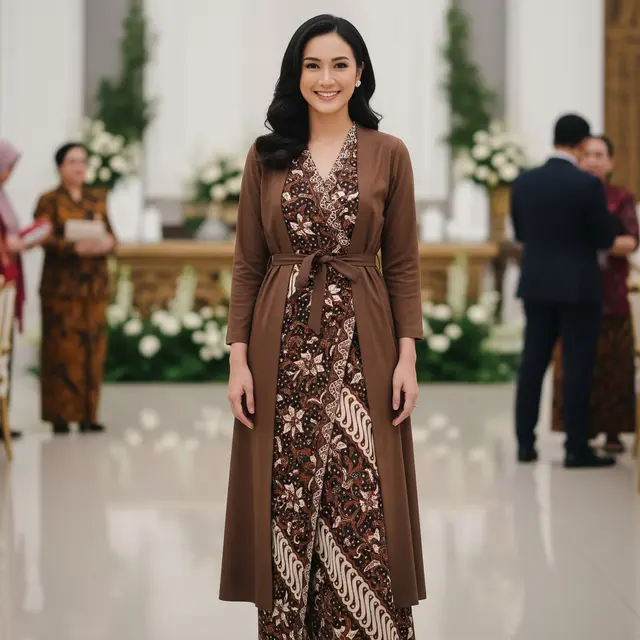 9 Model Dress Batik Lilit Kombinasi Outer Polos Simple Elegan untuk Arisan