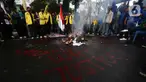 Mahasiswa saat melakukan aksi unjuk rasa di kawasan Patung Kuda, Jakarta, Senin (17/2/2025). (Liputan6.com/Helmi Fithriansyah)