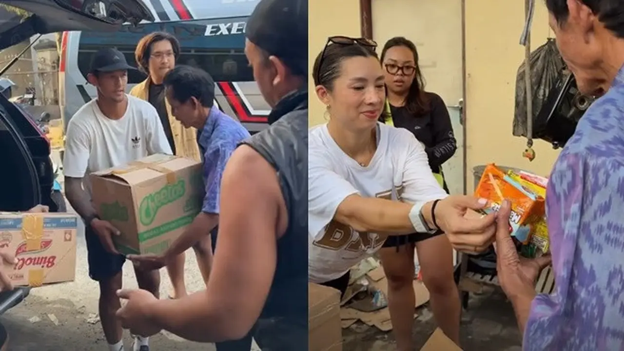 6 Potret Irfan Bachdim dan Jennifer Salurkan Bantuan Logistik Korban Banjir Bali