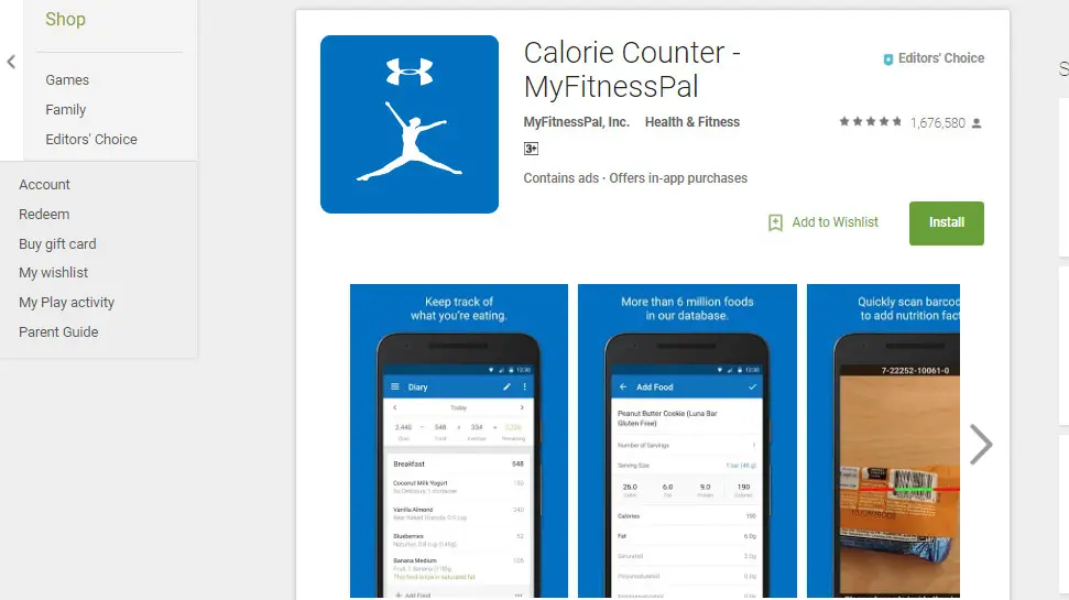 Calorie Counter - MyFitnessPal (Sumber: Google Play Store)