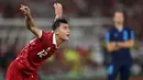 Pemain Timnas Indonesia, Pratama Arhan melakukan lemparan ke dalam pada laga FIFA Matchday melawan Argentina yang berlangsung di Stadion Utama Gelora Bung Karno (SUGBK), Senayan, Jakarta, Senin (19/06/2023). (Bola.com/Bagaskara Lazuardi)